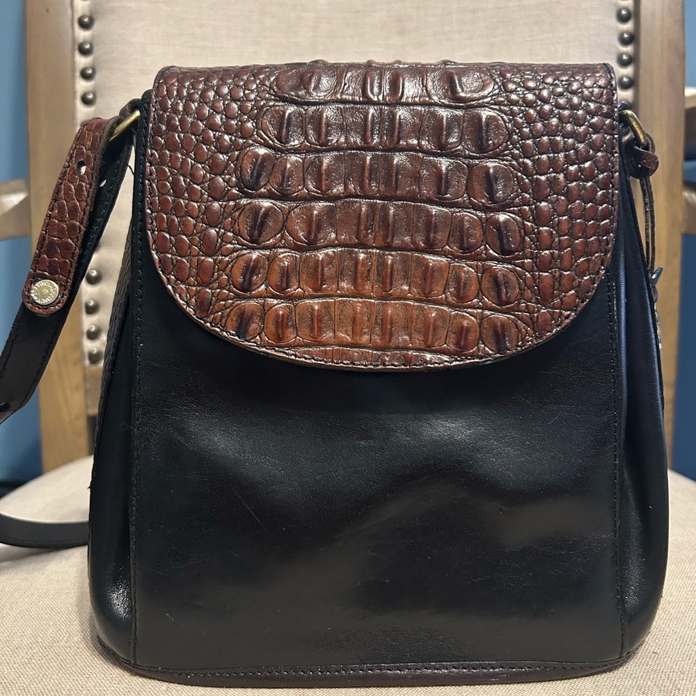 Vintage Brahmin Crocodile Embossed Crossbody Bag